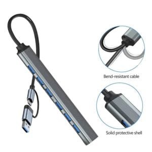2IN1 7 Port USB 3.0 And 2.0 USB C - available in Pakistan at Metaware