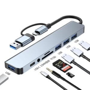 2IN1 8 Port USB 3.0 And 2.0 USB C Tf/sd And Audio - available in Pakistan at Metaware