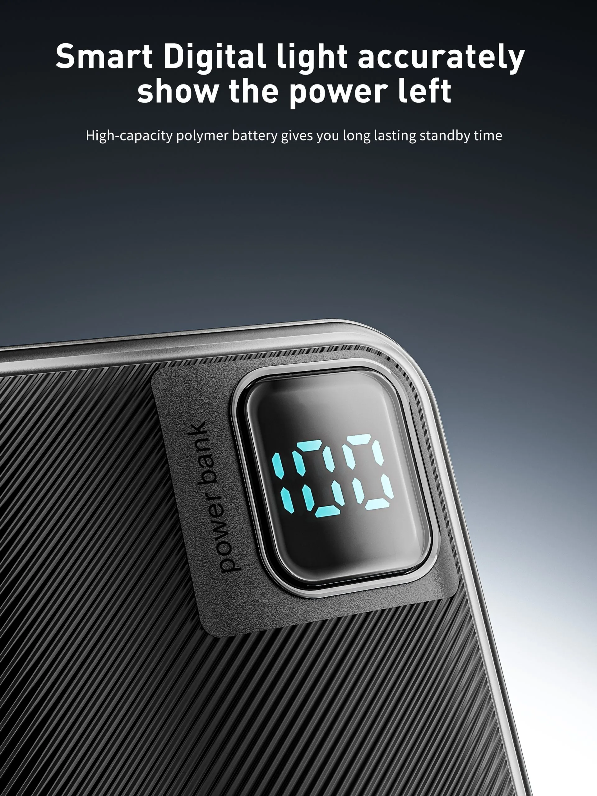 Ven Dens VD-PB061 Black 20000mAh 22.5W Power Bank with LED light with Built-In Cables - Image 3