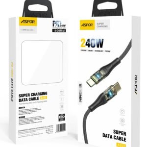 Aspor A153 240W LED Light Type-C to Type-C PD Fast Charging Cable – 1.8M - available in Pakistan at Metaware