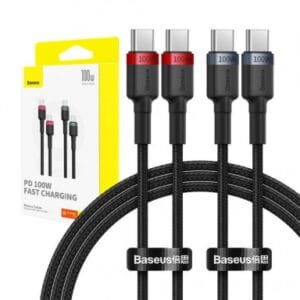 Baseus Cafule Charging Cable USB‐c to USB‐c 100W 1M 2PCS Red Black+Grey Black P10318306003‐00 - available in Pakistan at Metaware