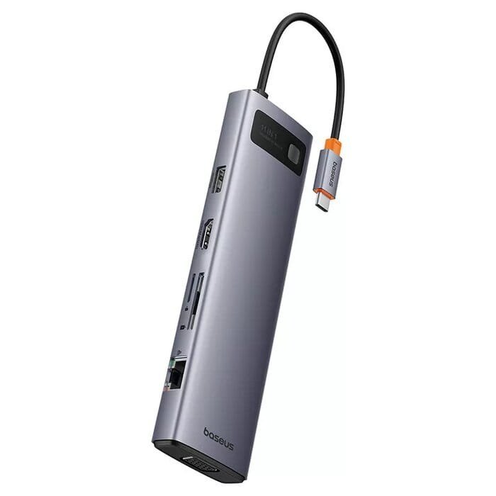 Baseus Metal Gleam Series 11-Port Hub Space Grey (Type-C to HDMI4K@60Hz*1+VGA*1+USB3.0*3+USB2.0*1+PD*1+RJ45*1+SD/TF*1+3.5mm*1) - available in Pakistan at Metaware