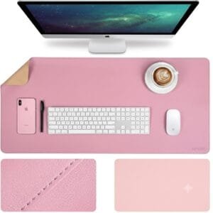 Dual Sided Desk Pad, New Upgrade Sewing PU Leather Office Desk Mat, Waterproof Desk Blotter Protector, Desk Writing Mat Mouse Pad (Classical Pink, 31.5″ x 15.7″) - available in Pakistan at Metaware