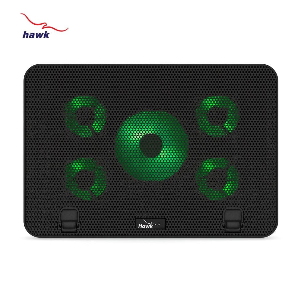 Hawk 069 laptop 5 Fan cooling Pad Ergonomic Cooling Pad with Adjustable Height (Black) - available in Pakistan at Metaware