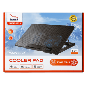 Hawk 211 laptop 2 Fan cooling Pad Ergonomic Cooling Pad with Adjustable Height (Black) - available in Pakistan at Metaware