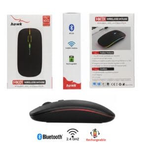 Hawk HK01 Bluetooth Dual-Mode Rechargeable RGB Silent Click Mouse - available in Pakistan at Metaware