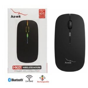 Hawk HK01 Bluetooth Dual-Mode Rechargeable RGB Silent Click Mouse - available in Pakistan at Metaware