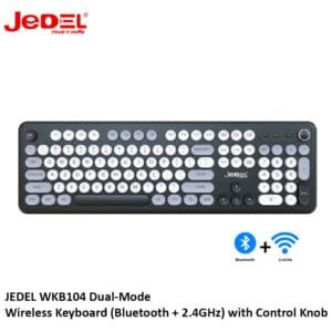 Jedel WKB104 Dual-Mode Wireless Keyboard (Bluetooth + 2.4GHz) with Control Knob - available in Pakistan at Metaware