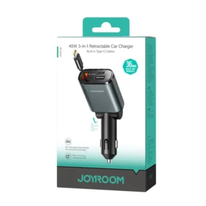 Joyroom CCL07 45W Car Charger 3 in 1 with Built-In Retractable Type-C Cable Fast Charging for Multiple Devices - available in Pakistan at Metaware