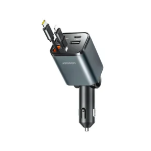 Joyroom JR-CCL05 50W 4-IN-1 Retractable Car Charger-Dark Grey - available in Pakistan at Metaware