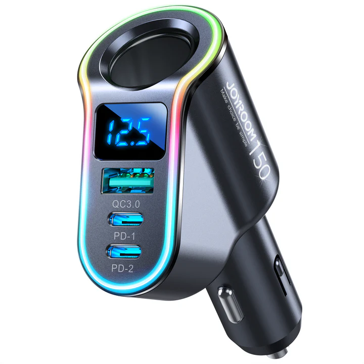 Joyroom JR-CL21 150W 4-IN-1 Car Charger-Black - available in Pakistan at Metaware