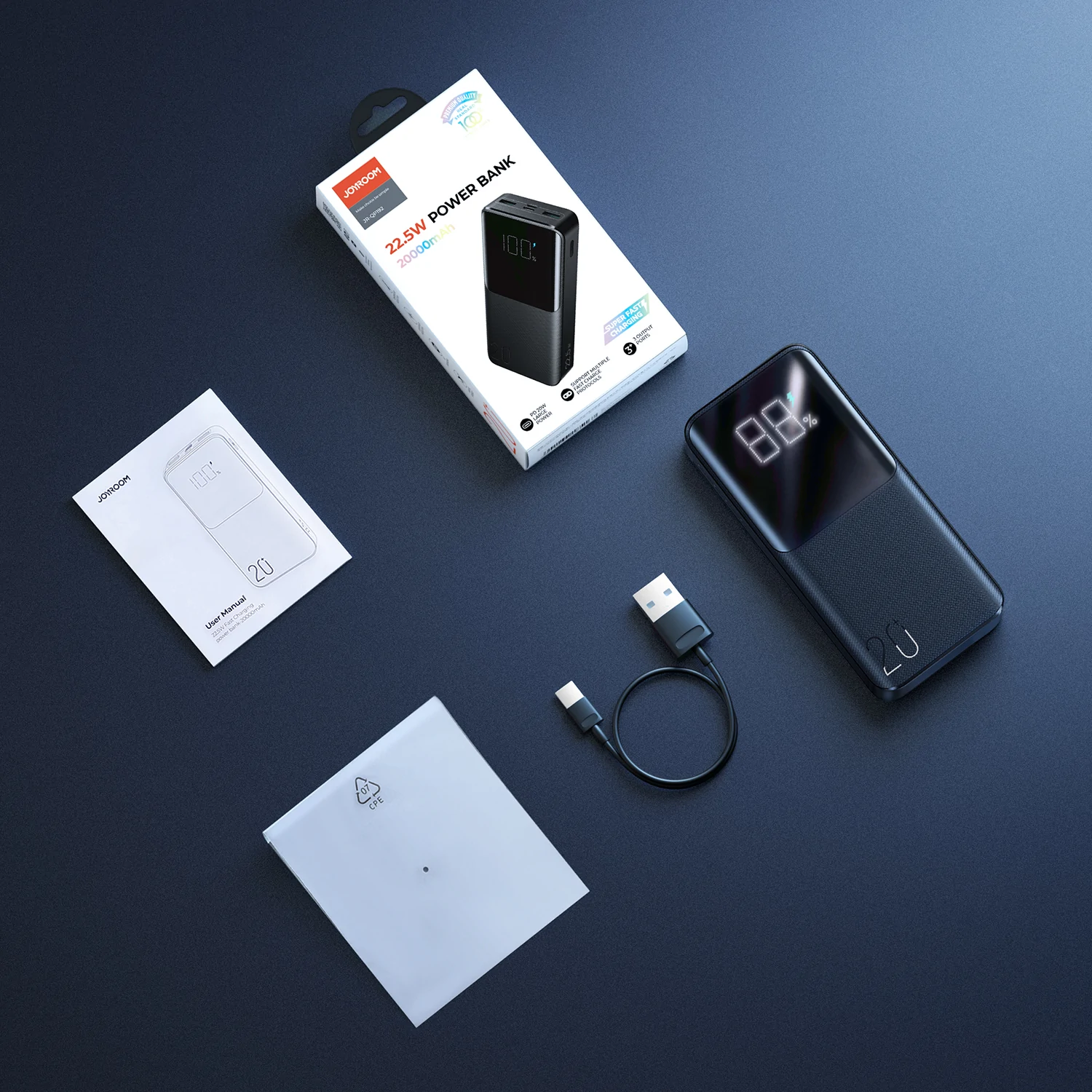 Joyroom JR-QP192 22.5W Power Bank 20000mAh-Black - available in Pakistan at Metaware