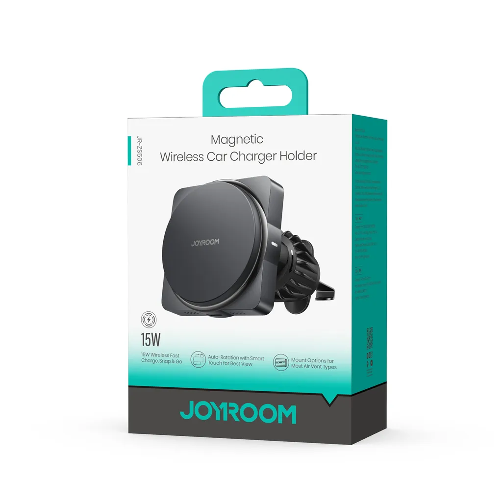 Joyroom JR-ZS506 Magnetic Wireless Car Charger Holder(Air Vent)-Black - available in Pakistan at Metaware