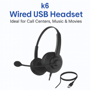 K6 Wired USB Headset – Ideal for Call Centers, Music & Movies - available in Pakistan at Metaware