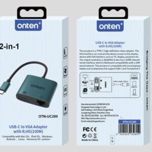 Onten USB-C to VGA Adapter with RJ45(100M) UC289 - available in Pakistan at Metaware