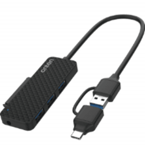 Onten USB-C & USB 3.0 to SATA adapter with USB 3.0 3 Ports Hub UCA312 - available in Pakistan at Metaware