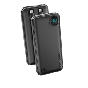 Ven Dens VD-PB061 Black 20000mAh 22.5W Power Bank with LED light with Built-In Cables