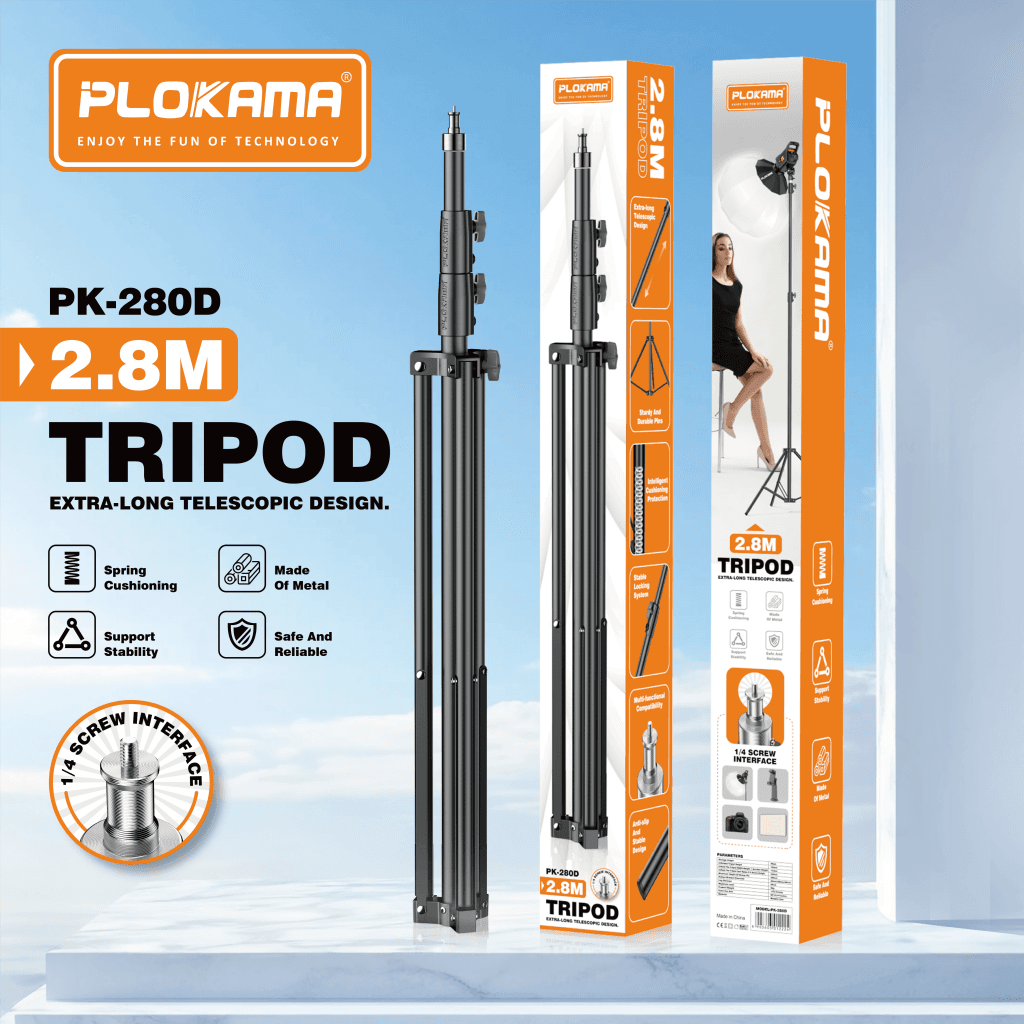 Plokama PK-280D Heavy Duty Tripod Stand 2.8M Light Stand Strong & Stable - available in Pakistan at Metaware