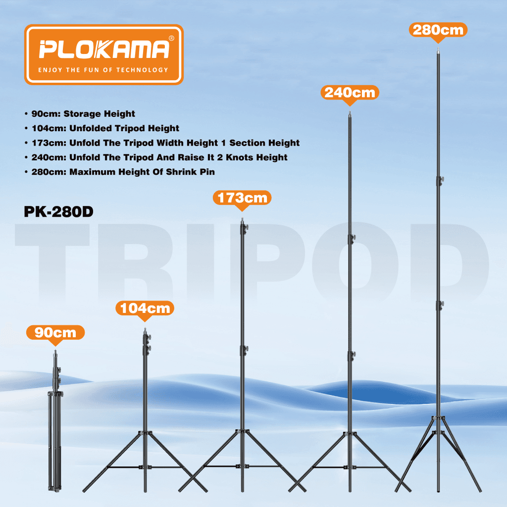 Plokama PK-280D Heavy Duty Tripod Stand 2.8M Light Stand Strong & Stable - available in Pakistan at Metaware