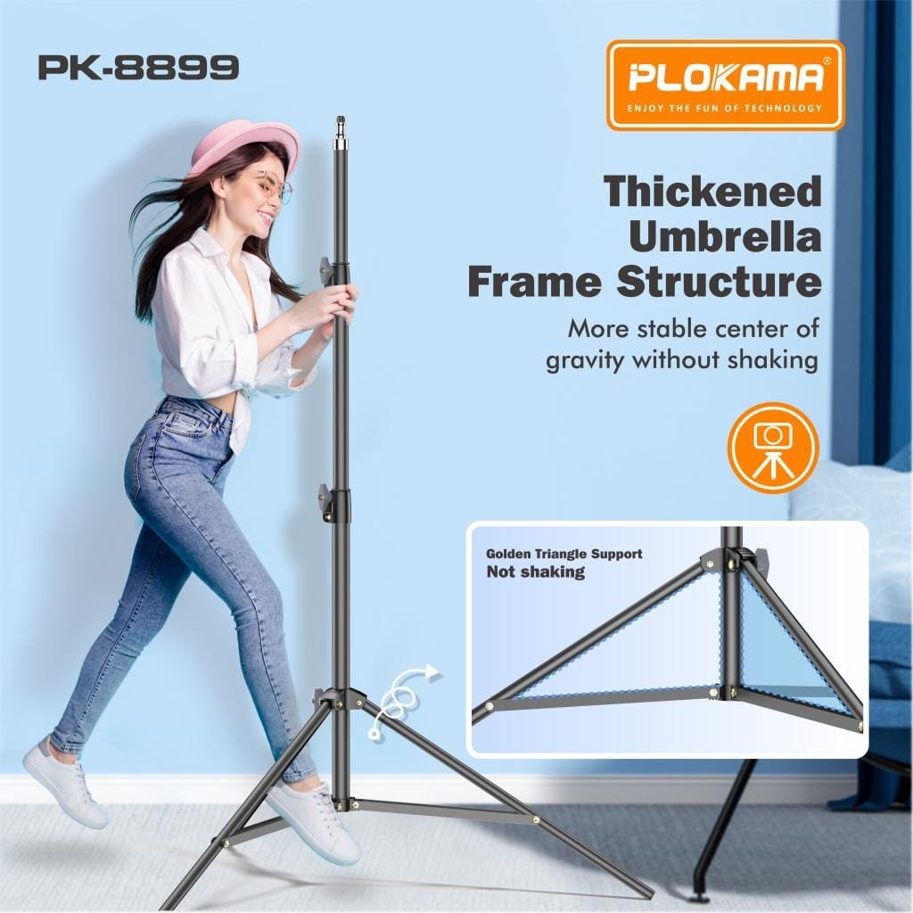 Plokama PK-8899 Photography Tripod Stand Ring Light Stable Stand 200CM - available in Pakistan at Metaware