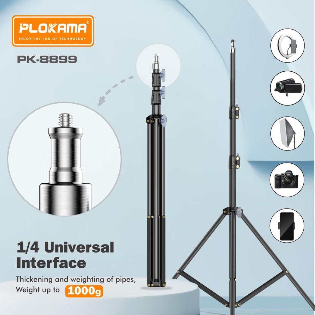 Plokama PK-8899 Photography Tripod Stand Ring Light Stable Stand 200CM - available in Pakistan at Metaware