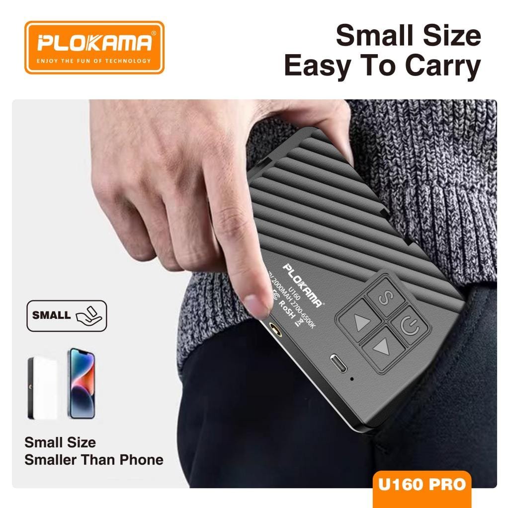 Plokama U160 Pro RGB Portable LED Fill Light (Rechargeable) 2700-6500K 2000mAh Battery - available in Pakistan at Metaware