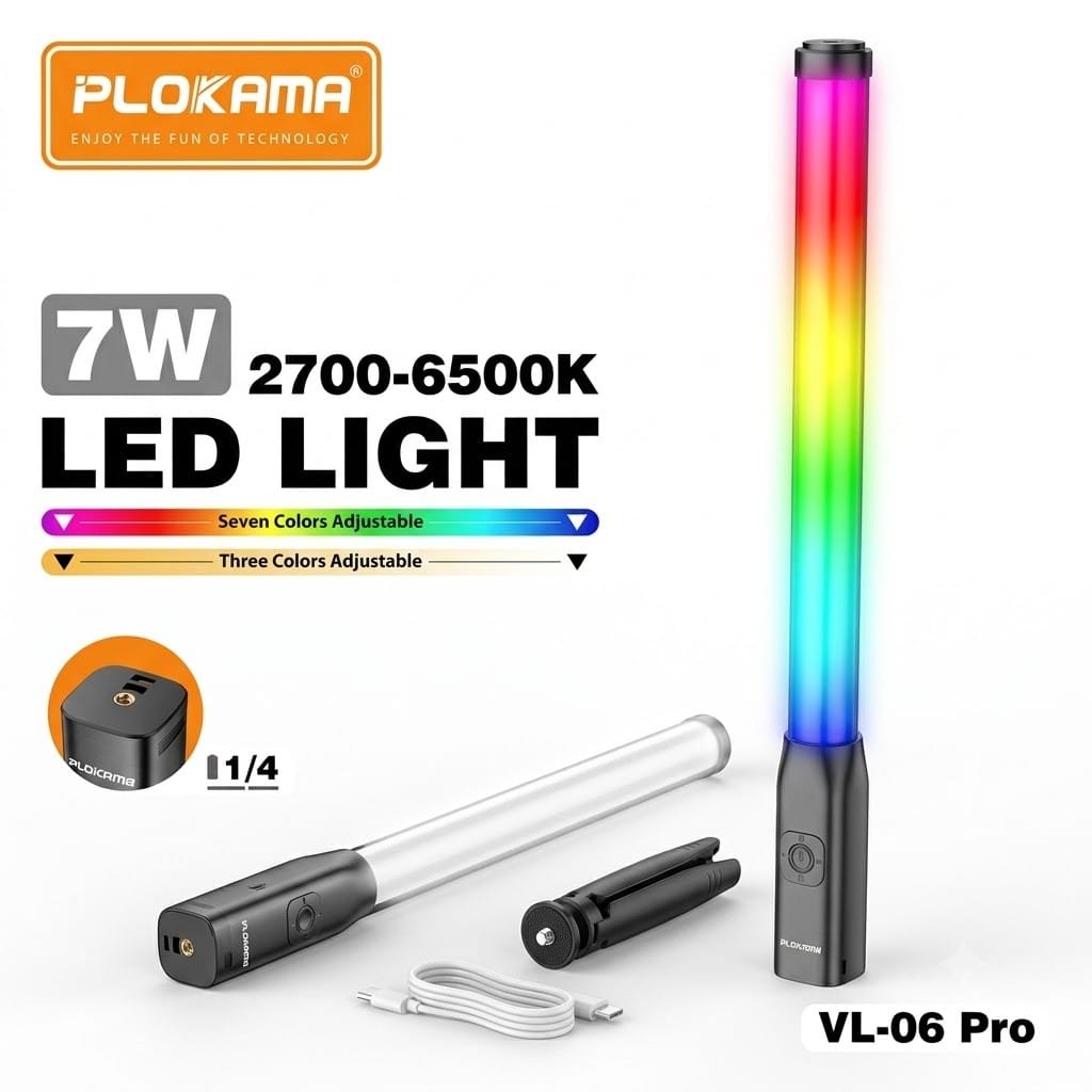 Plokama VL-06 Pro RGB 7W Portable LED Stick Light Lamp - available in Pakistan at Metaware
