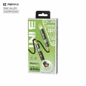 Remax CB21(C-C) 240W Walker Series Zinc Alloy Flashlight Lighter Fast Charging Data Cable 1.2M - available in Pakistan at Metaware