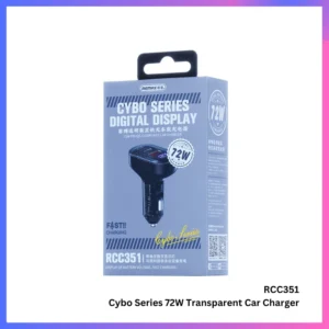 Remax RCC351 Cybo Series 72W Pd+qc 1A+2C Transparent Fast Car Charger with Digital Display - available in Pakistan at Metaware