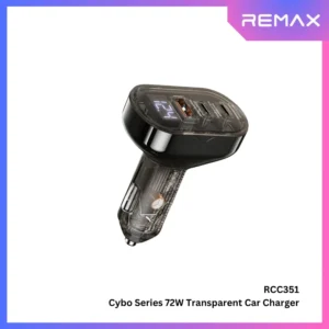 Remax RCC351 Cybo Series 72W Pd+qc 1A+2C Transparent Fast Car Charger with Digital Display - available in Pakistan at Metaware