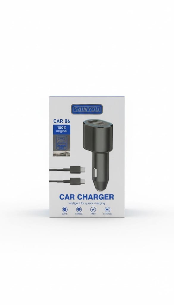 Sainyou CAR06 45W Supper Fast Car Charger QC3.0 +PD25W With C to C Cable - available in Pakistan at Metaware
