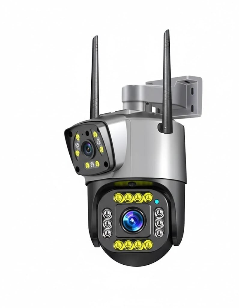 SPZ-702 2 Camera Lens WIFI Outdoor 4MP Color Night Vision With V380 Pro App - available in Pakistan at Metaware
