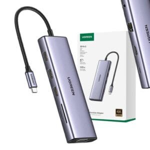 UGREEN CM498 10-IN-1 Adapter USB Hub to 3X USB-A 3.0, HDMI, VGA, RJ45, Sd/tf, PD Converter 15601 - available in Pakistan at Metaware