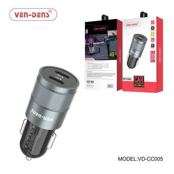 Ven Dens VD-CC005 40W Car Charger PD + QC 3.0 - available in Pakistan at Metaware