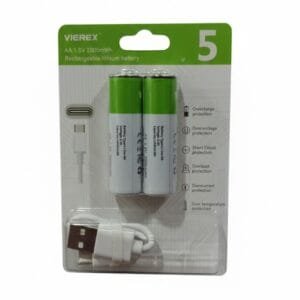 Vierex Rechargeable Cell with Type C Port AA Lithium Ion Battery - available in Pakistan at Metaware