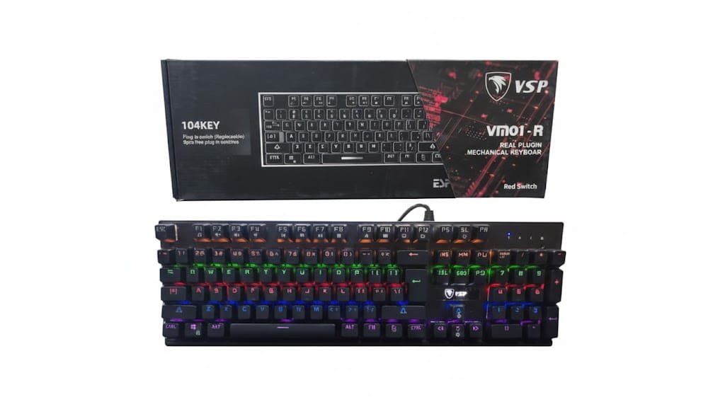 Vsp VM01-R Gaming Mechanical 104 Keys Keyboard (free 6 Red Switches) - available in Pakistan at Metaware