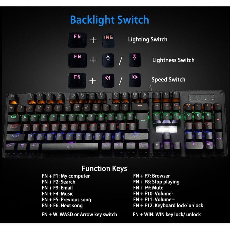 Vsp VM01-R Gaming Mechanical 104 Keys Keyboard (free 6 Red Switches) - available in Pakistan at Metaware
