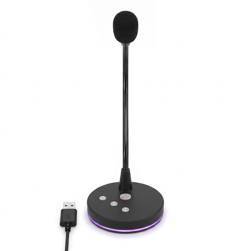 W33 Desktop USB Microphone with Mute & 360° Adjustable Gooseneck - available in Pakistan at Metaware