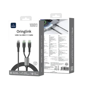 WiWU Wi-C071 100W C-c+c OringLink Series Nylon Braided Cable 1.2M Black - available in Pakistan at Metaware