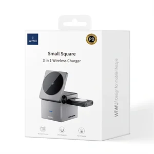 WiWU Wi‐W030 Small Aquare 3 in 1 Cableless charger for phone/ watch/ airpds - available in Pakistan at Metaware