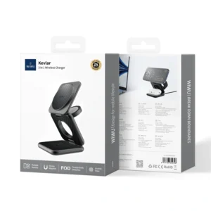 WiWU Wi‐W035 Kevlar Mag GO 3 in 1 Wireless Charger - available in Pakistan at Metaware