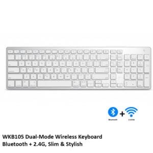 WKB105 Dual-Mode Wireless Keyboard – Bluetooth + 2.4G, Slim & Stylish - available in Pakistan at Metaware