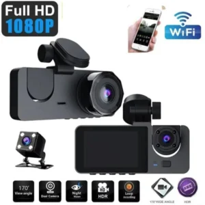 Y15 3-channels WIFI Dash Cam 1080P HD Night Vision Reverse Camera With Parking Monitor - available in Pakistan at Metaware