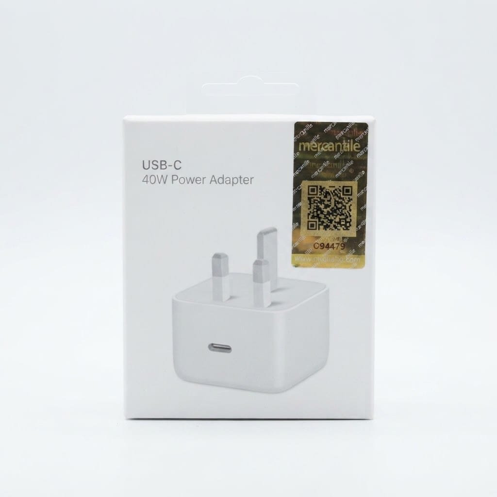 Apple 40W 3-Pin UK Dual USB-C Fast Charger Power Adapter with NFC