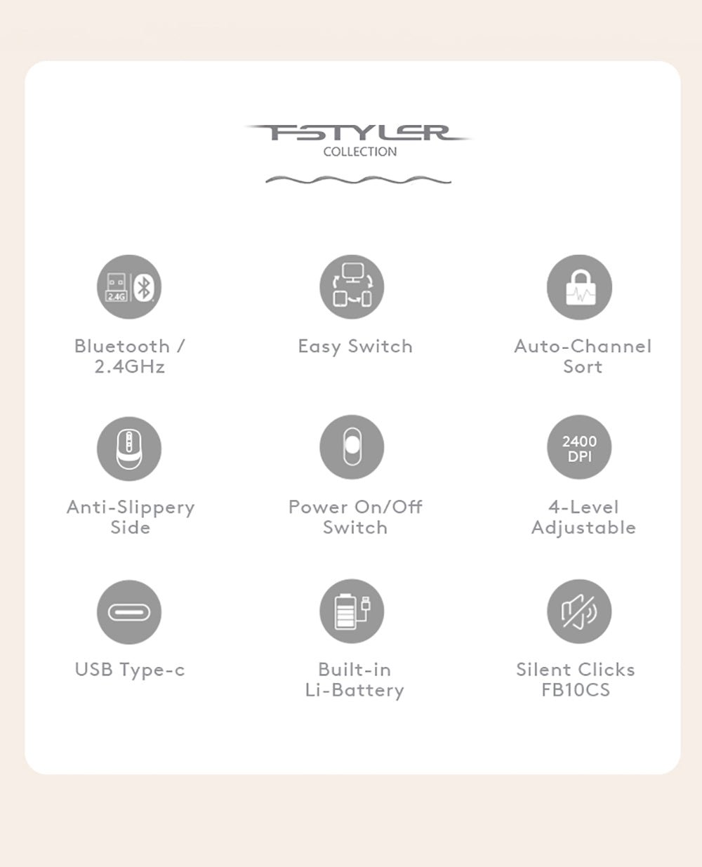 FB10CS Dual Mode Rechargeable Mouse Feature Breakdown 2