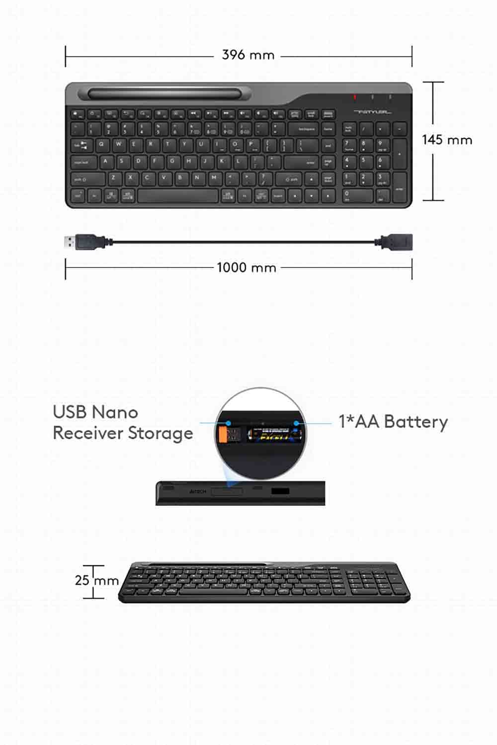 FBK25 QuietKey Bluetooth & 2.4G Wireless Keyboard Feature Breakdown 20