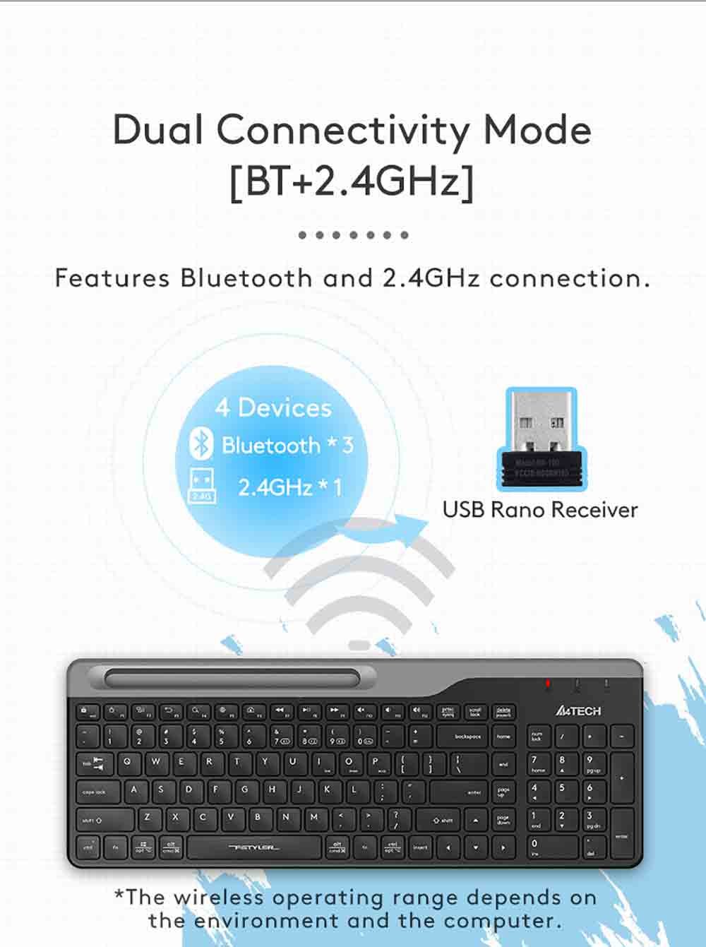 FBK25 QuietKey Bluetooth & 2.4G Wireless Keyboard Feature Breakdown 5