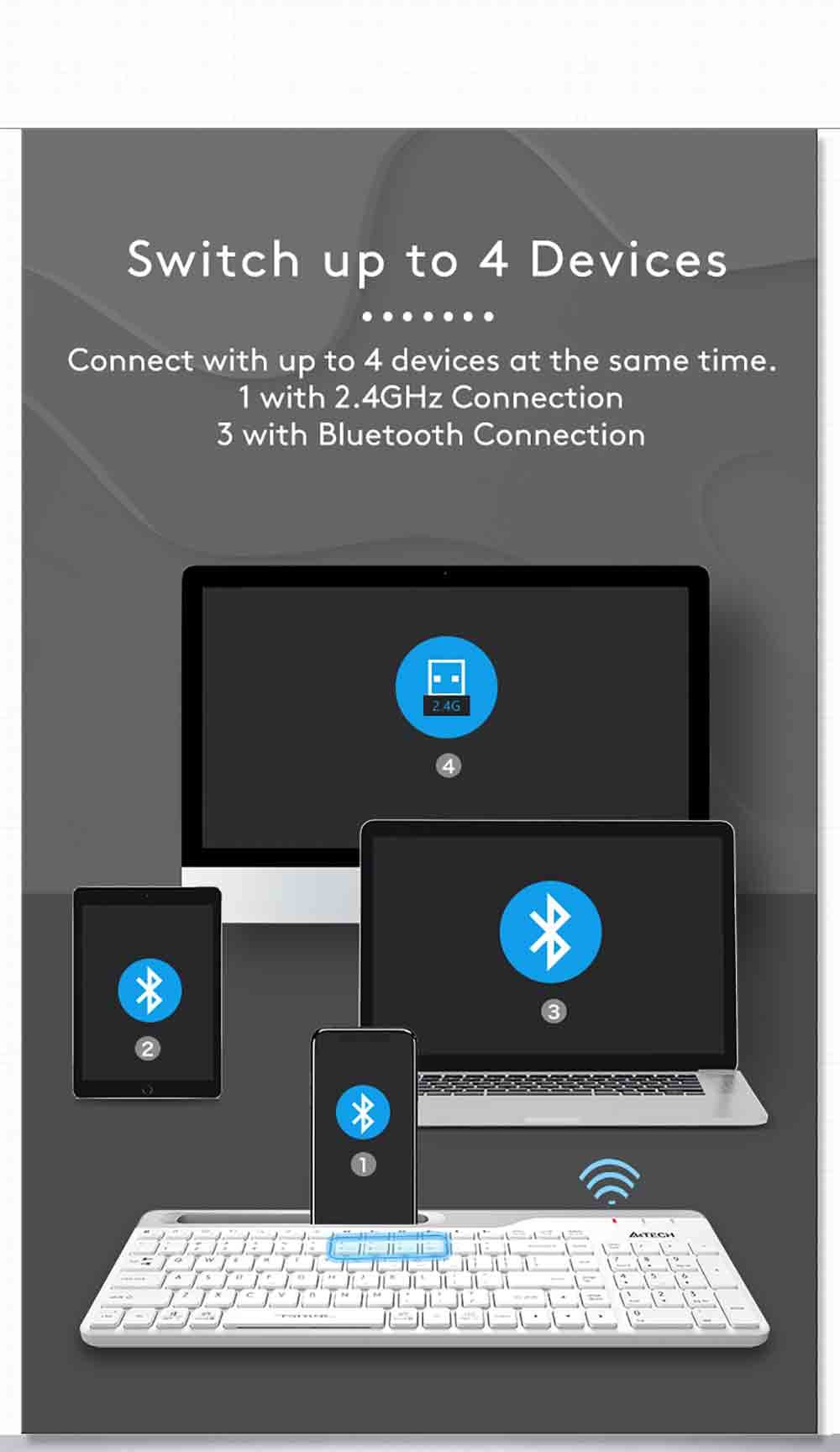 FBK25 QuietKey Bluetooth & 2.4G Wireless Keyboard Feature Breakdown 6