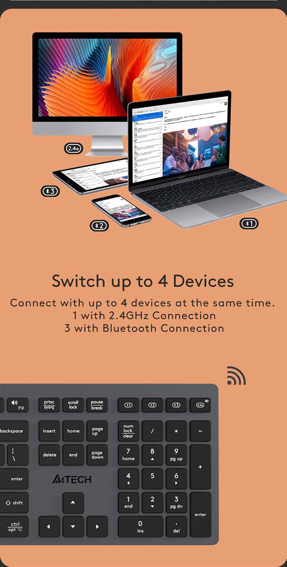 FBX50C Bluetooth & 2.4G Wireless KB Feature Breakdown 3