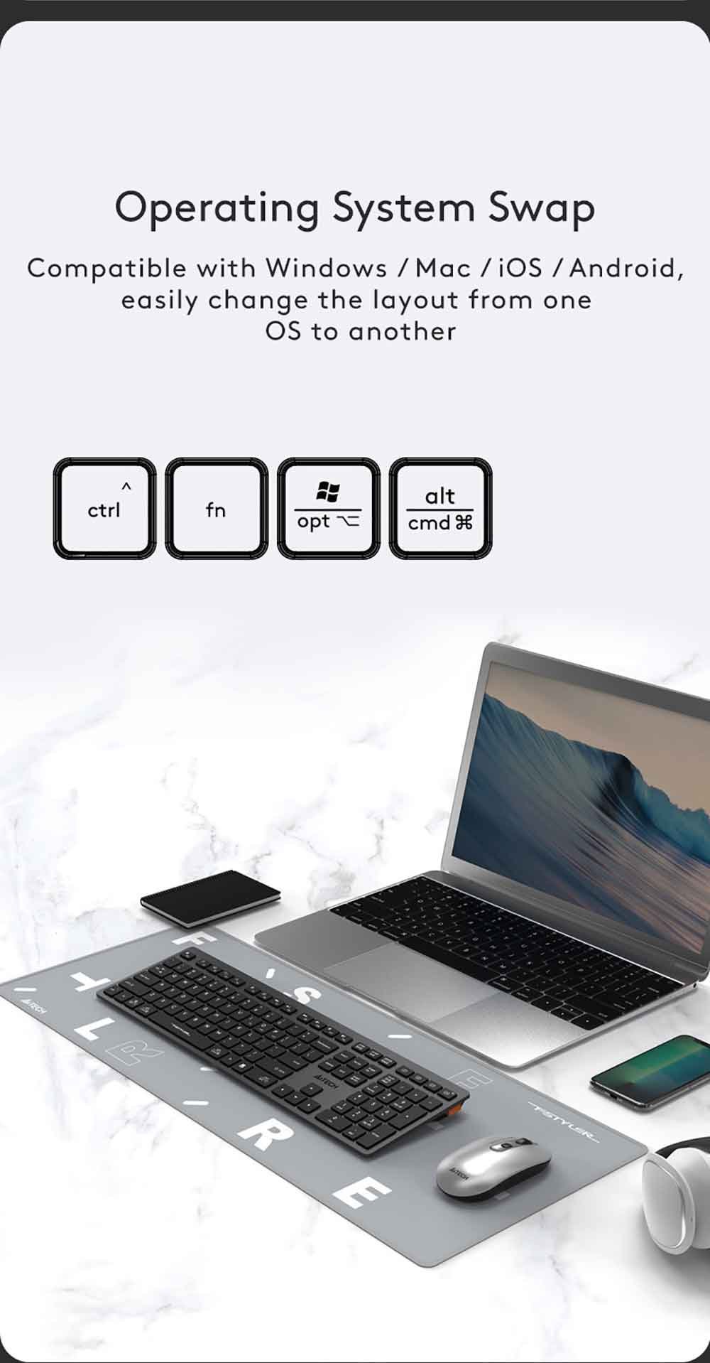 FBX50C Bluetooth & 2.4G Wireless KB Feature Breakdown 4